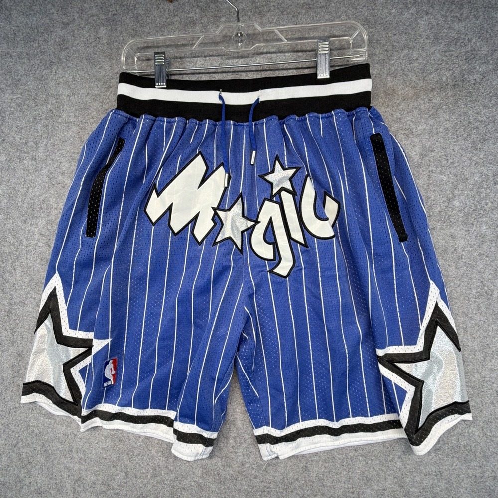 Just Don Orlando Magic 1992-93 Shorts Mens 2XL Blue Pinstripe NBA Made USA